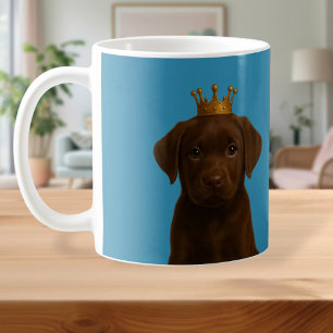 Mug Chocolat Labrador Chiot dans Gold Crown Cute