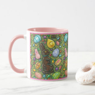 MUG CHOCOLAT PÂQUES BUNNY, POULET, OEUFS, JELLY BEANS