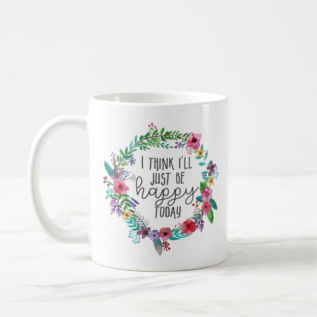 Mug Choisissez Happiness Inspiration citation Boho flo (Gauche)
