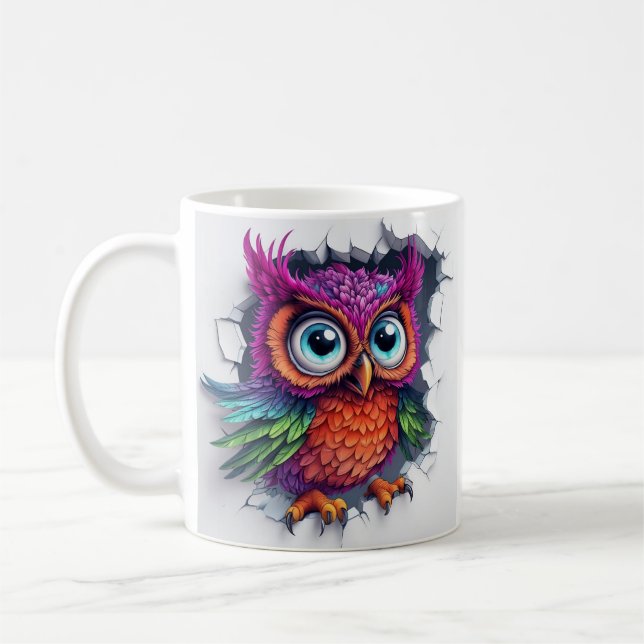 Mug Chouette Cartoonisante Apparaissant À Travers Un M (Gauche)