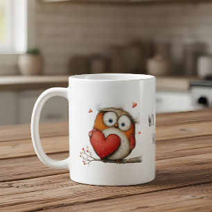Mug Chouette charmante avec des cœurs serez-vous ma Sa