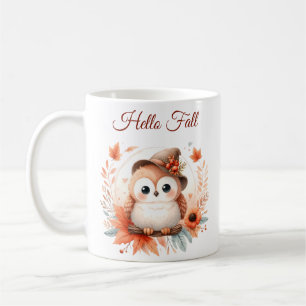 Mug Chouette d'automne mignonne assise sur une branche