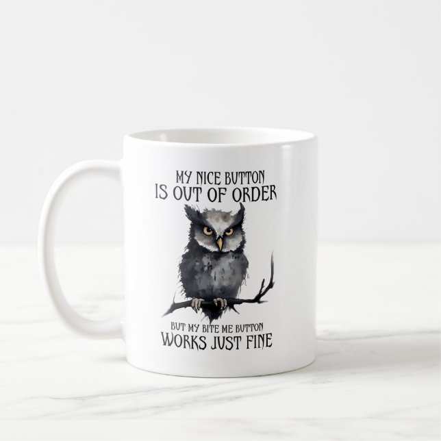 Mug Chouette de devis comique (Gauche)