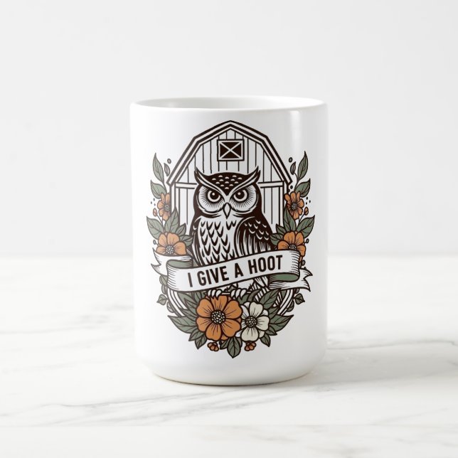 Mug Chouette de grange rétro 'Je donne un coup de pied (Centre)