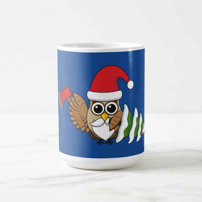 Mug Chouette de Noël avec renard et pin (Centre)