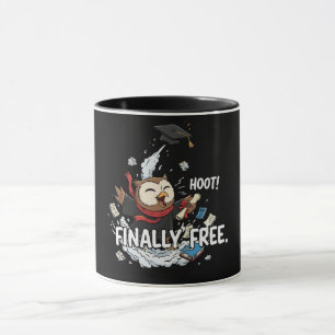 Mug Chouette de remise de diplôme drôle enfin libre de