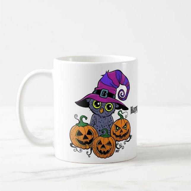 Mug Chouette d'Halloween mignonne et humour citrouille (Gauche)