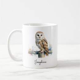 Mug Chouette effraie aquarelle personnalisée