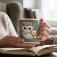 Chouette Florale Mignonne avec un Nœud