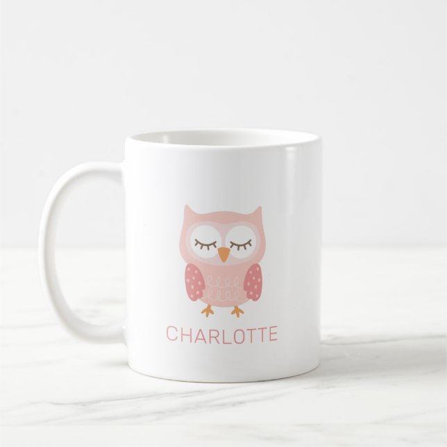 Mug 'Chouette rose', filles customisées mignonnes et c (Gauche)