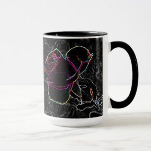 Mug Chouette rouge et violet Rose de néon cachée sur