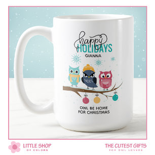 Mug Chouette sera à la maison pour Noël Personnalisé
