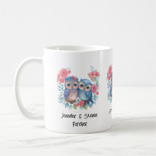 Mug Chouettes amoureuses Assis sur une branche d'arbre