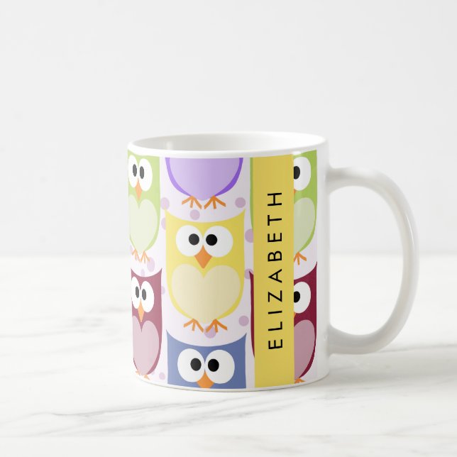 Mug Chouettes mignonnes, Chouette Motif, Chouettes col (Droite)