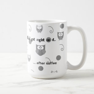 Mug Chouettes Noires Blanches Dots Frottent Après Café