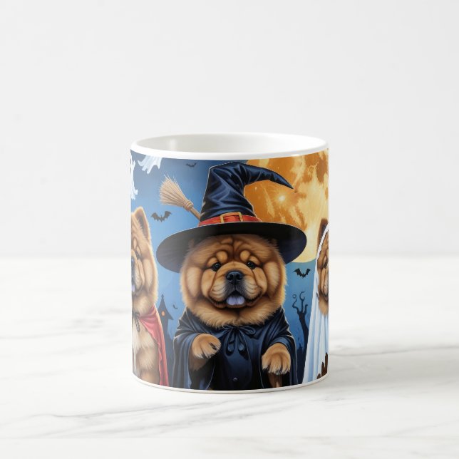 Mug Chow Chow Chien Citrouille Halloween drôle (Centre)