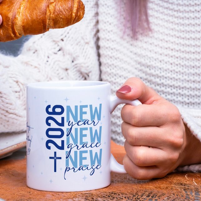 Mug Christian 2026 New Year Custom Scripture Cross (A daily reminder of grace, renewal, and praise.)