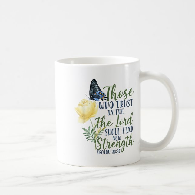 Mug Christian Bible Verse Butterfly Rose Flower Isaiah (Droite)