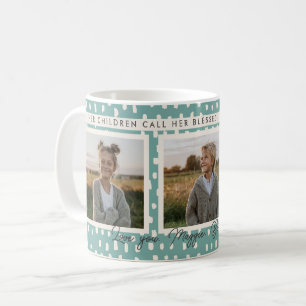 Mug Christian Blessed Mom Photo Collage Garder Green