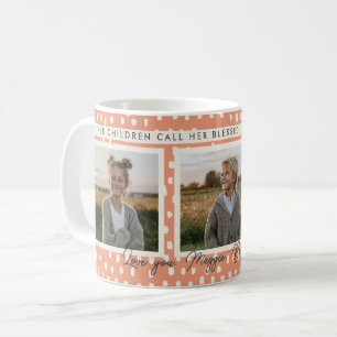 Mug Christian Blessed Mom Photo Collage Keepsaké Peach