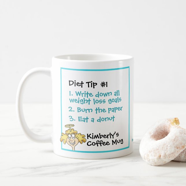 Mug Christian Funny Cartoon Angel Diète Astuce #1 Obje (Avec donut)
