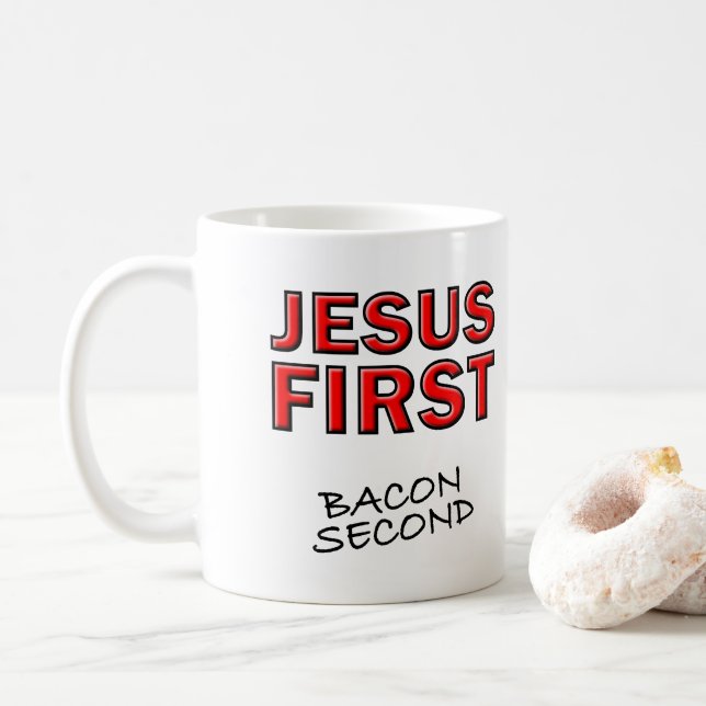 Mug Christian Jésus Premier Bacon Deuxième (Avec donut)