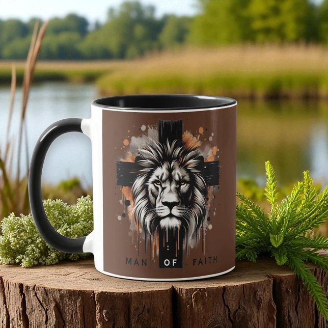 Mug Christian - Lion with Cross, Man of Faith (Créateur téléchargé)