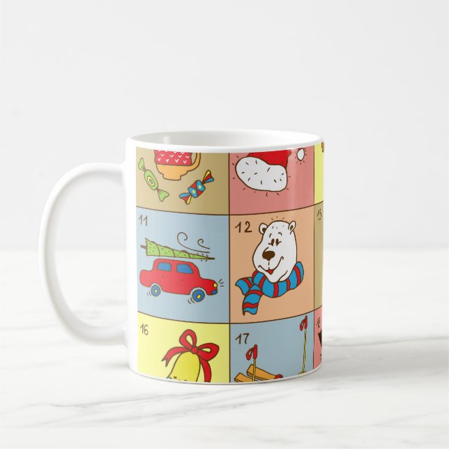 Mug Christmas Advent : Collection d'éléments Doodle (Gauche)