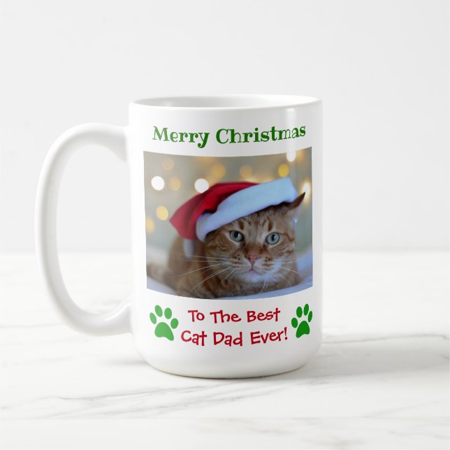 Mug Christmas Best Chat Papa Ever Photo pour animaux (Gauche)