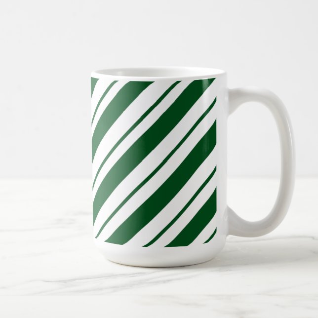 Mug Christmas Candy Cane Stripes in Green and White  (Droite)