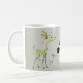 Mug Christmas Celebration Green Deers Holidays Cute
