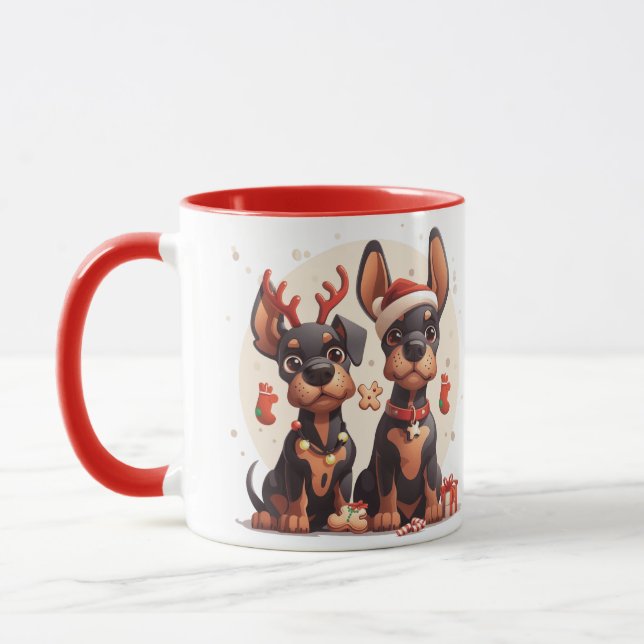 Mug Christmas Dobermann Dogs (Gauche)