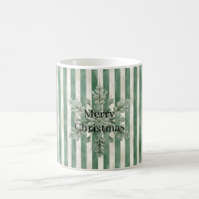 Mug Christmas Green Stripes Snowflake (Centre)