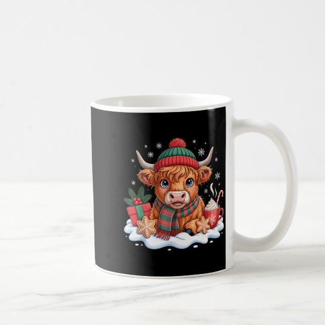 Mug Christmas Highland Cow Cute Heifer Cow Santa Hat M (Droite)