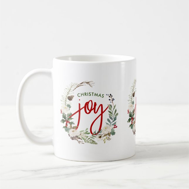Mug Christmas Holly wreath Joie Typographie (Gauche)