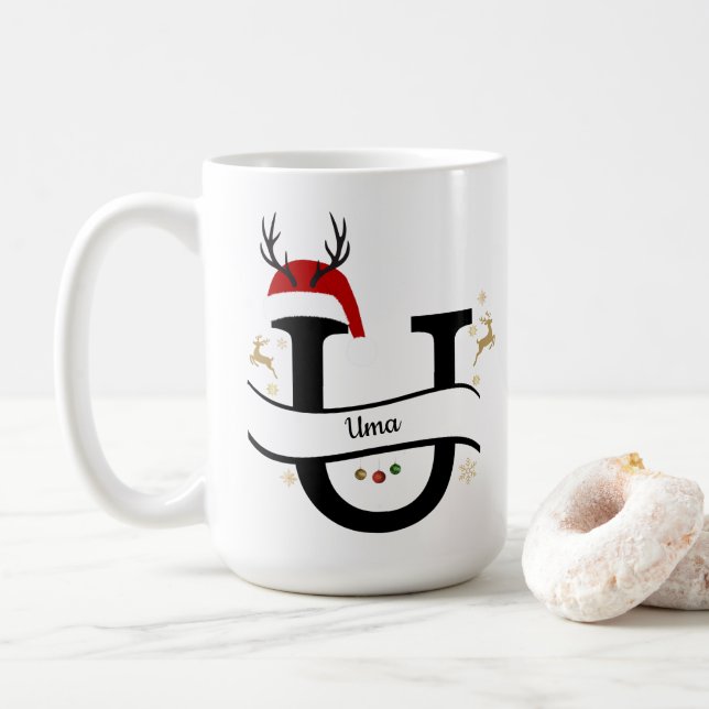 Mug Christmas Letter U Alphabet  (Avec donut)
