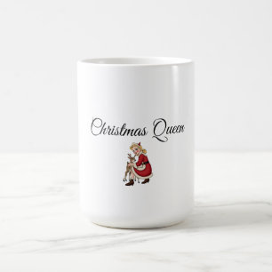 Mug Christmas Queen Cartoon Blonde Woman with Reindeer