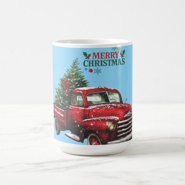 Mug christmas, red, truck, vintage, (Centre)