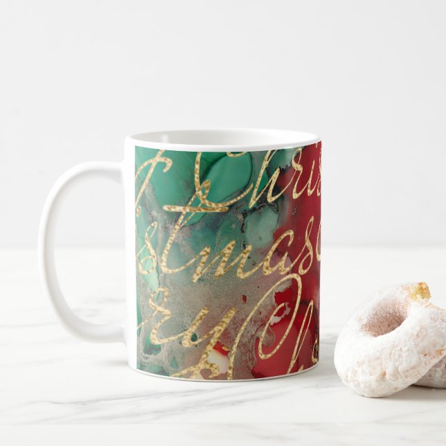 Mug Christmas Reds Greens Golds 11 oz. (Avec donut)