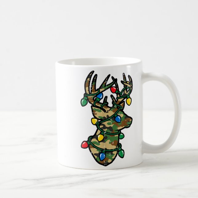 Mug Christmas Reindeer Silhouette Camo Xmas Lights Men (Droite)