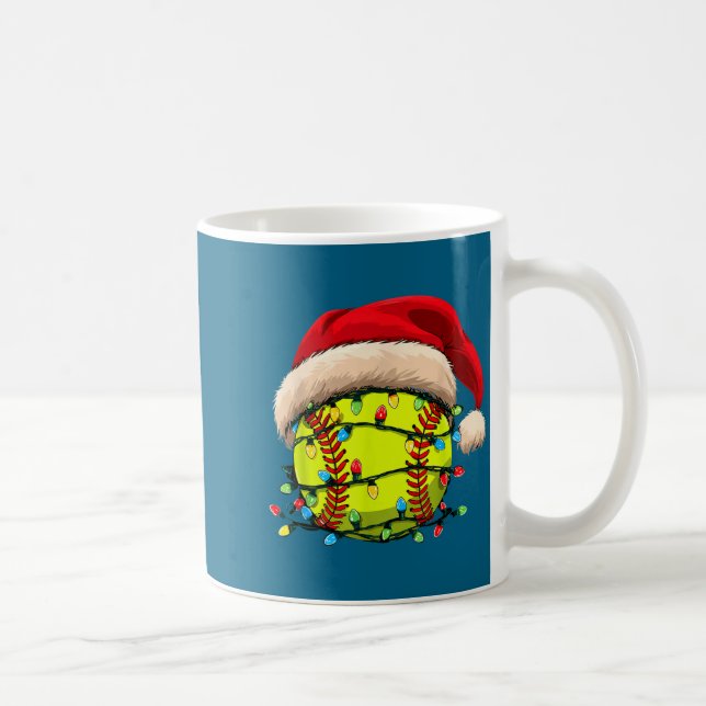 Mug Christmas Softball Xmas Santa Srts Hat Mens Womens (Droite)