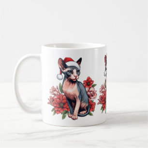 Mug Christmas Sphynx Cat Tragen einer Weihnachts Kaffeetasse