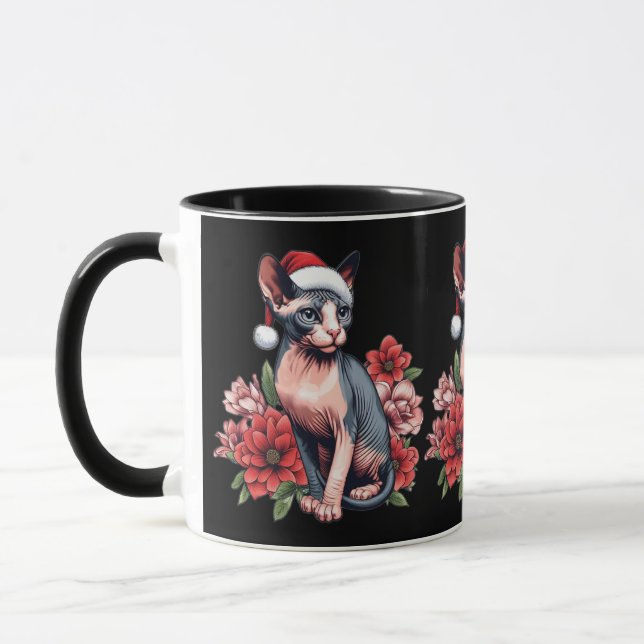 Mug | Christmas Sphynx Cat Tragen einer Weihnachts Tasse (Links)