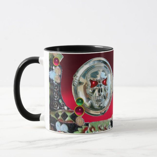 MUG CHROME SKULL BLACK GREEN RED RUBY GEMSTONES (Gauche)