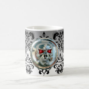 MUG CHROME SKULL RIDERS BLANC BLACK DAMASK