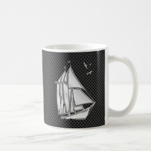 Mug Chromes Like Regatta Sailboat on Carbon Fiber deco