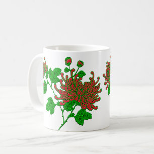 Mug Chrysanthèmes de l'araignée chinoise en rouge prof
