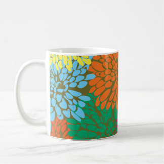 Mug chrysanthèmes multicolores sur olivier