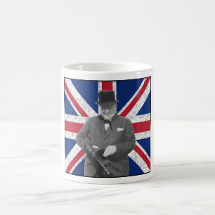 Mug Churchill posant avec le drapeau britannique
