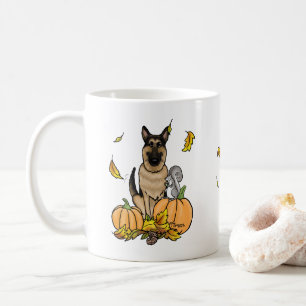 Mug Chute berger allemand chien (tan noir) Citrouille